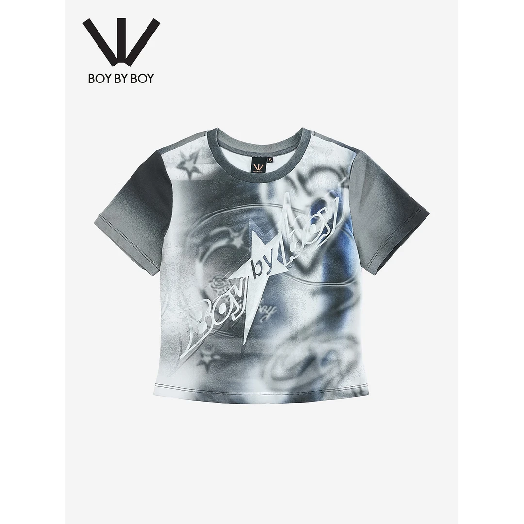 BOY BY BOY短袖t恤女新款字母印花上衣时尚百搭圆领短袖女W01012