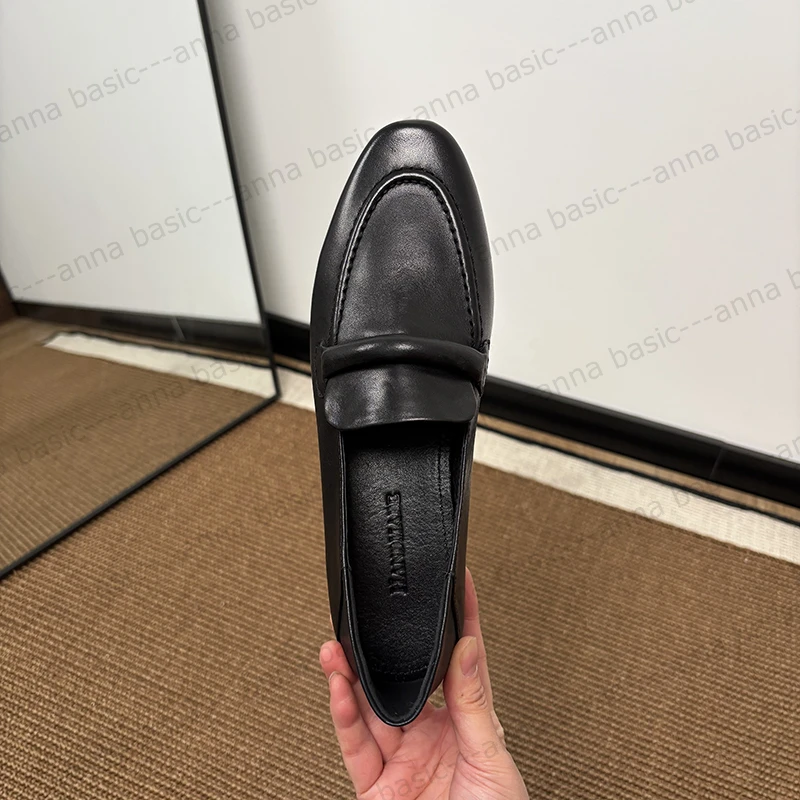 3cm/UE1894牛皮圆头浅口单鞋女春季新款真皮平底舒适低跟百搭女鞋