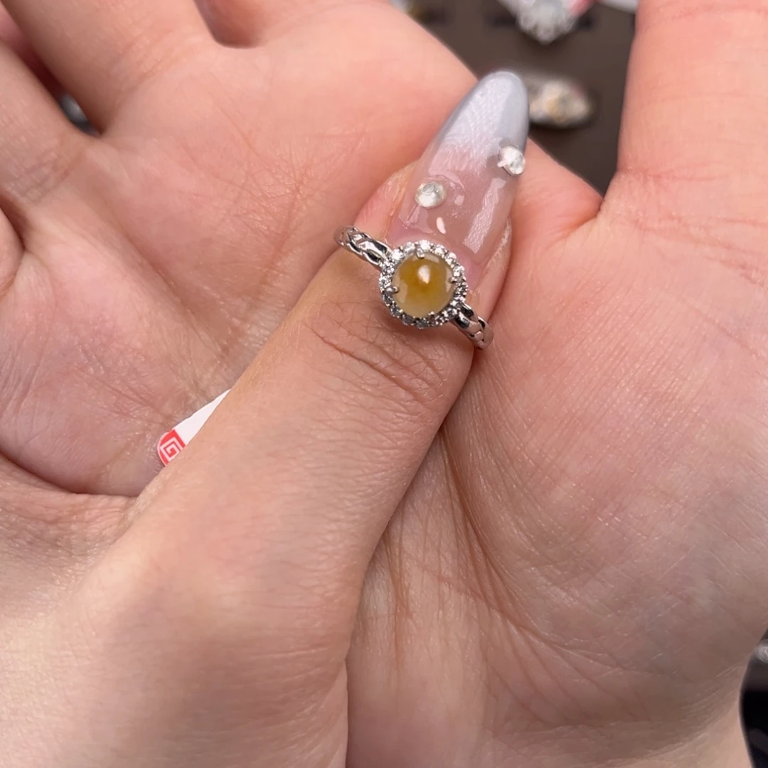 翡翠戒指银S925镶嵌9999