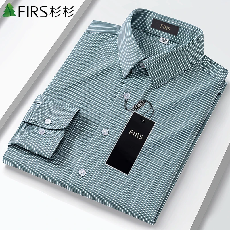 杉杉2025秋季新款男士商务长袖衬衫轻奢级高品质条纹正装抗皱衬衣