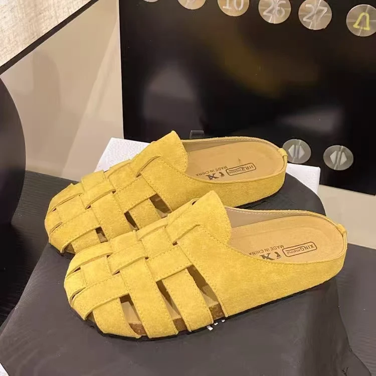 【娜姐家】A02-2#时尚镂空编织百搭包头半拖