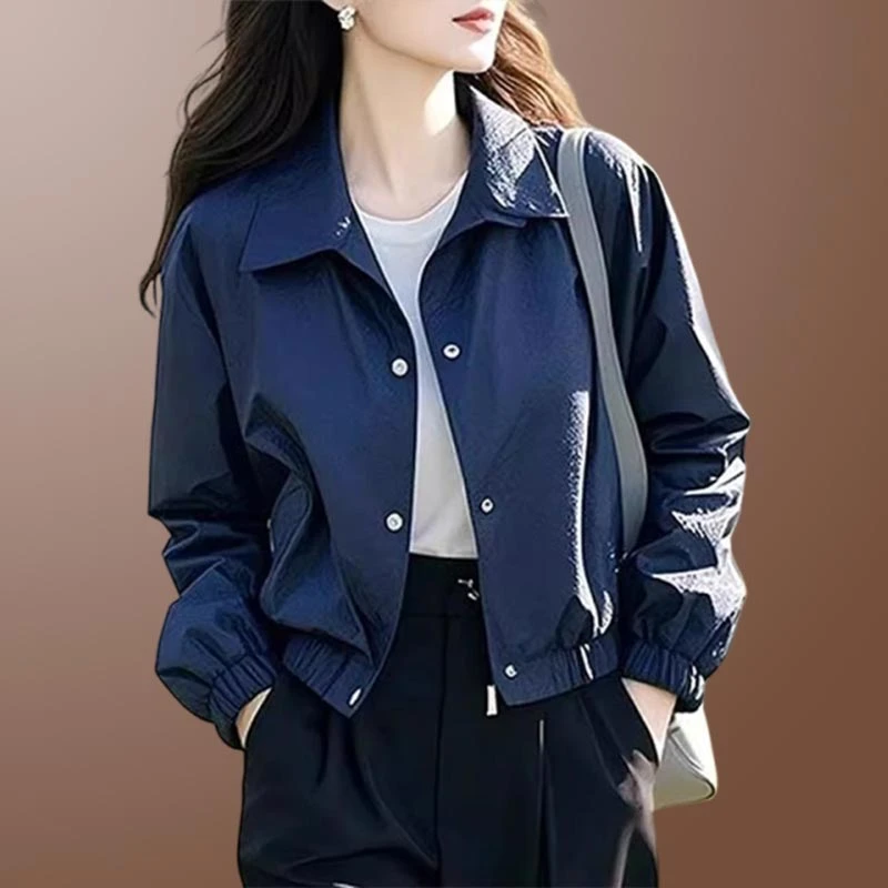 2025年春秋季新款时尚百搭设计感外套纯色女装上衣长袖设计感休闲