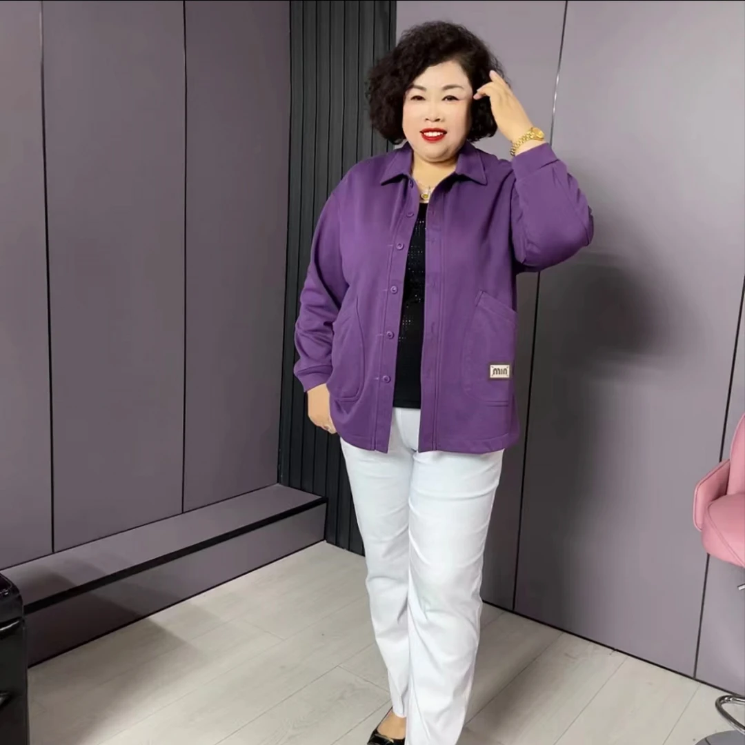 3295秋季新款时尚大码洋气百搭长袖兜标糖果外套