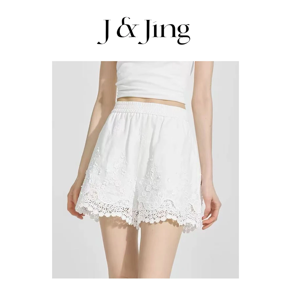 J&Jing-「茉莉日记本」-夏季显瘦百搭蕾丝短裤YG26210