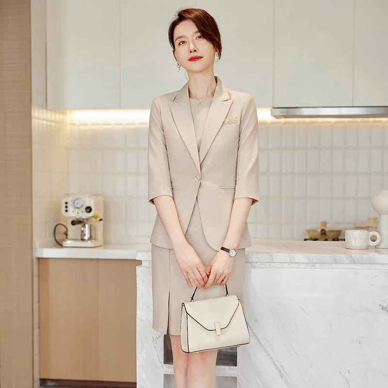 七分袖西装外套女高级感小个子西服连衣裙时尚白领职业正装工作服