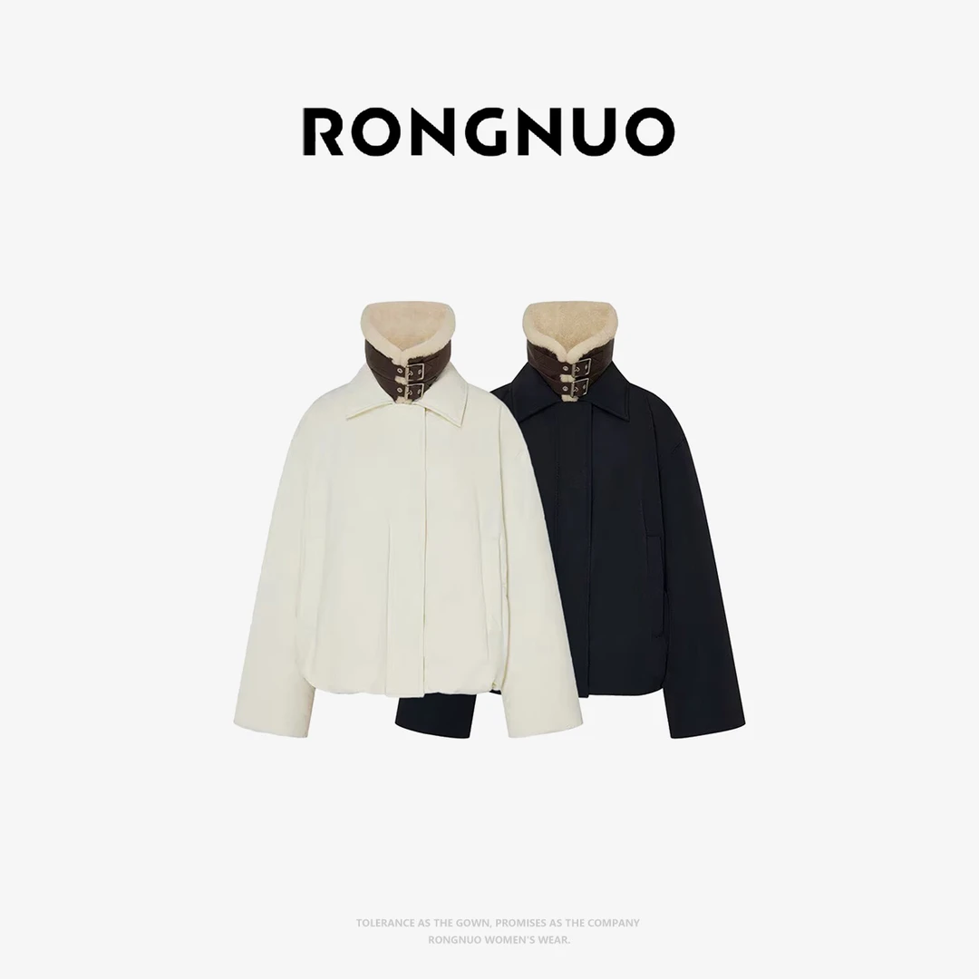 容诺【羽绒服】2025冬季新品时尚立领皮领保暖外套女Z8407