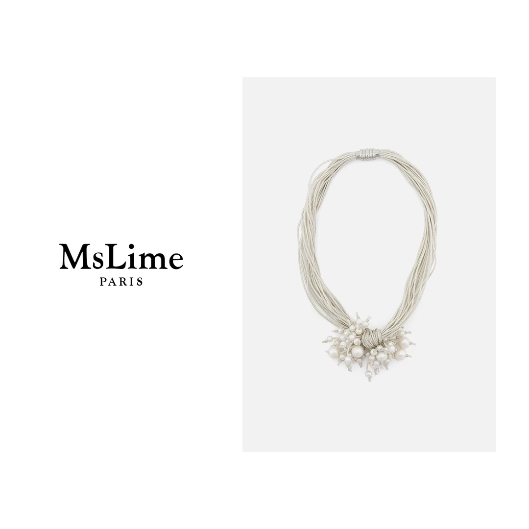 非金属棉绳项链 王嬛嬛MsLime【缠绕】银色项链 HD2A1037