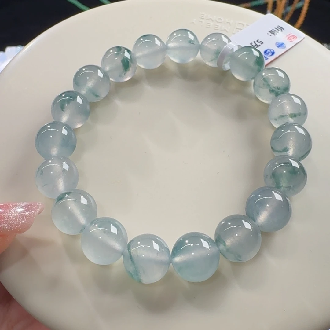 未镶嵌手链翡翠高冰飘蓝花手串卡10 炸光！