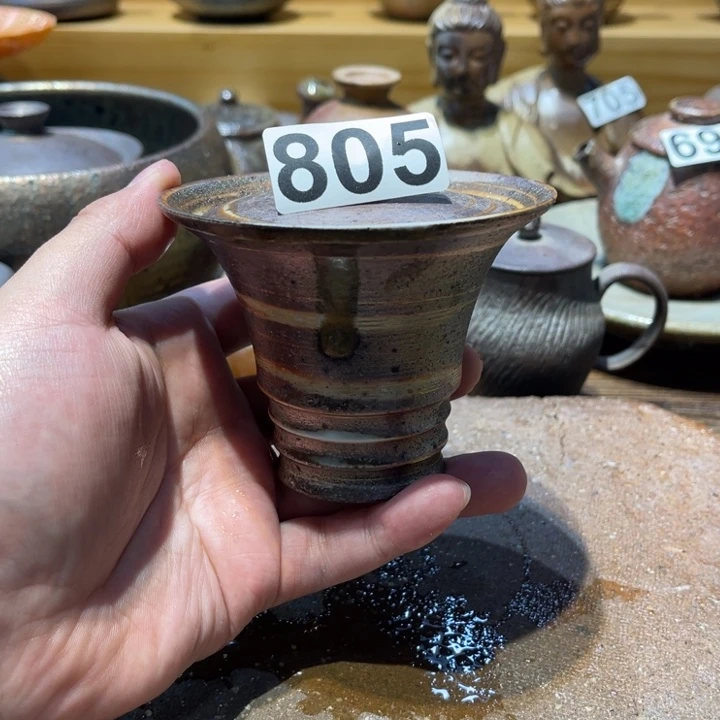 手工制作柴烧盖碗805