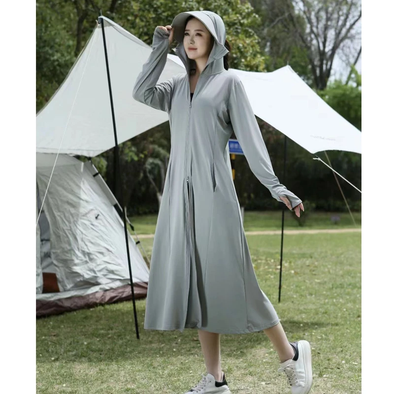 【专柜正品当天发货】长款防晒衣宽松防紫外线透气薄款中长款防晒衣