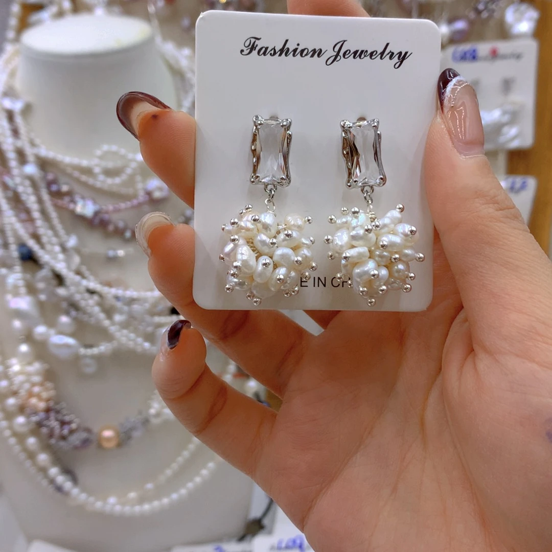 淡水珍珠耳饰银S925镶嵌