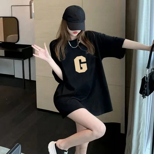 短袖t恤女装2025新款夏季港味复古设计感小众中长款宽松棉上衣