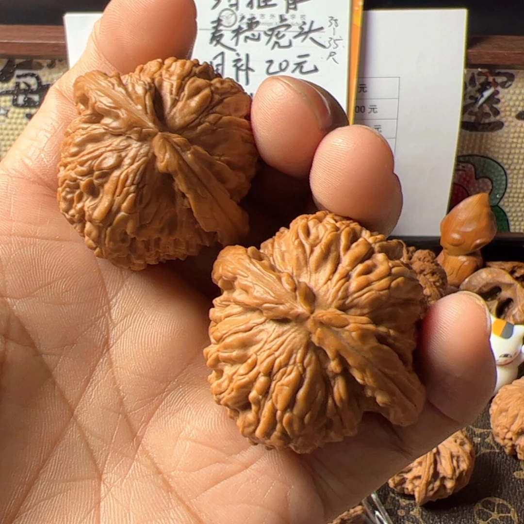 配***角吊坠文玩核桃白狮子42