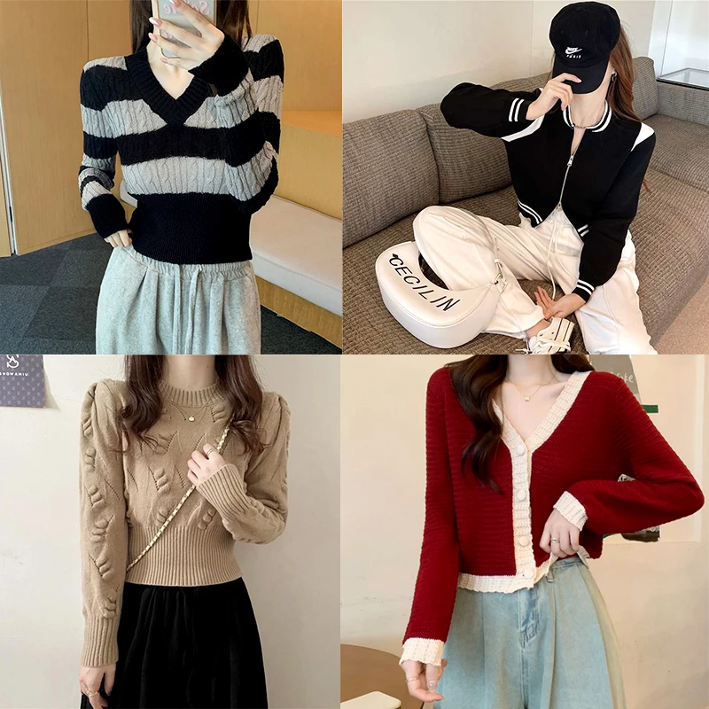 小个子粉丝专属秋冬短款长袖针织毛衣开衫外套打底衫