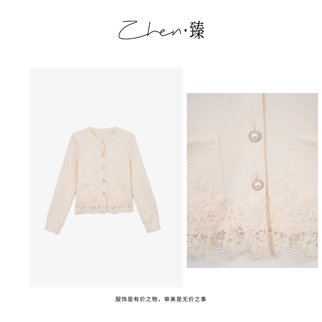 ZHEN.臻 法式新款拼接蕾丝上衣春季新款高级感减龄小外套SY7761Z