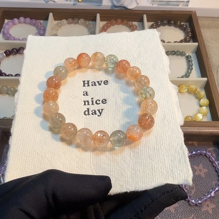 水晶手链合金彩色兔毛水晶手链