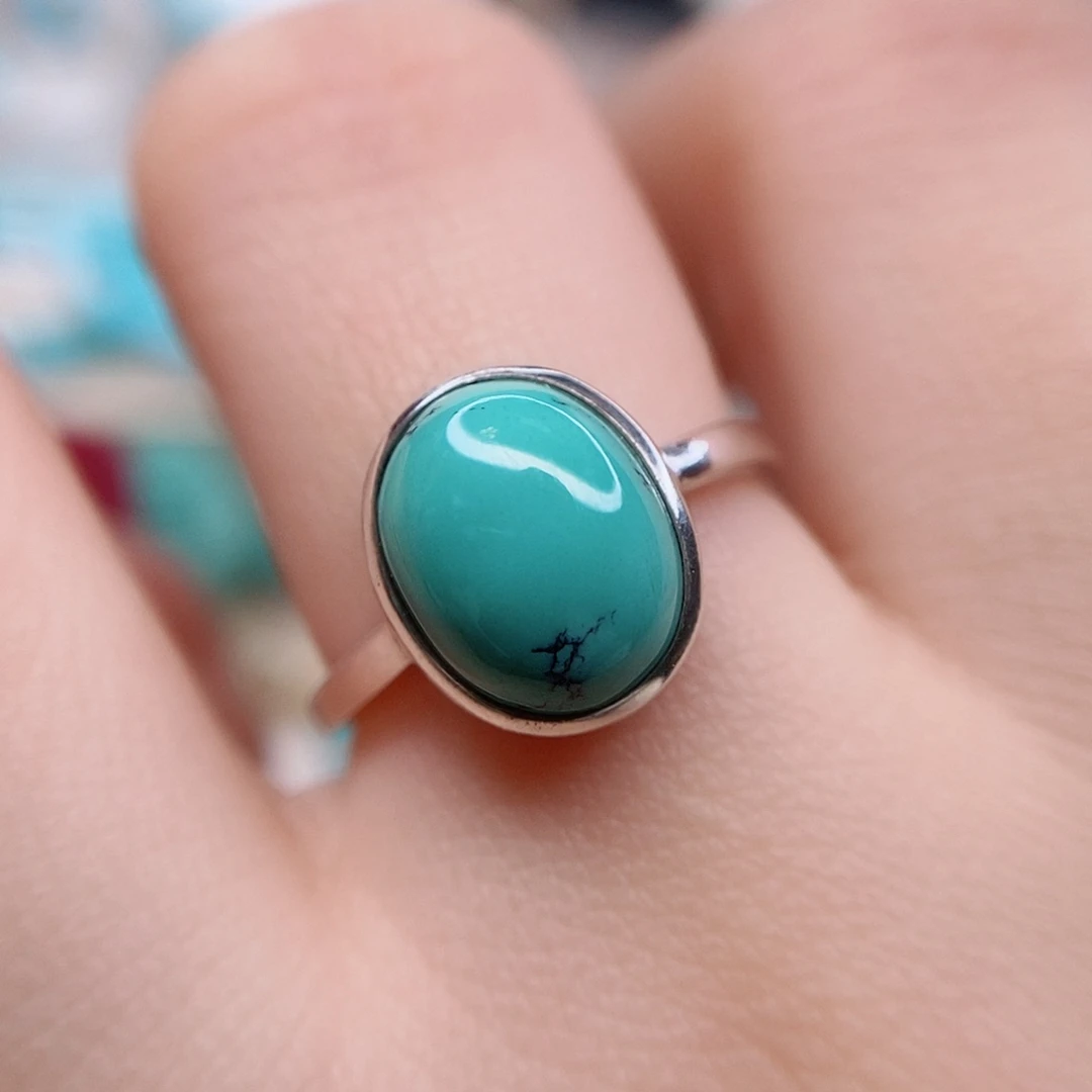 绿松石戒指银S925镶嵌