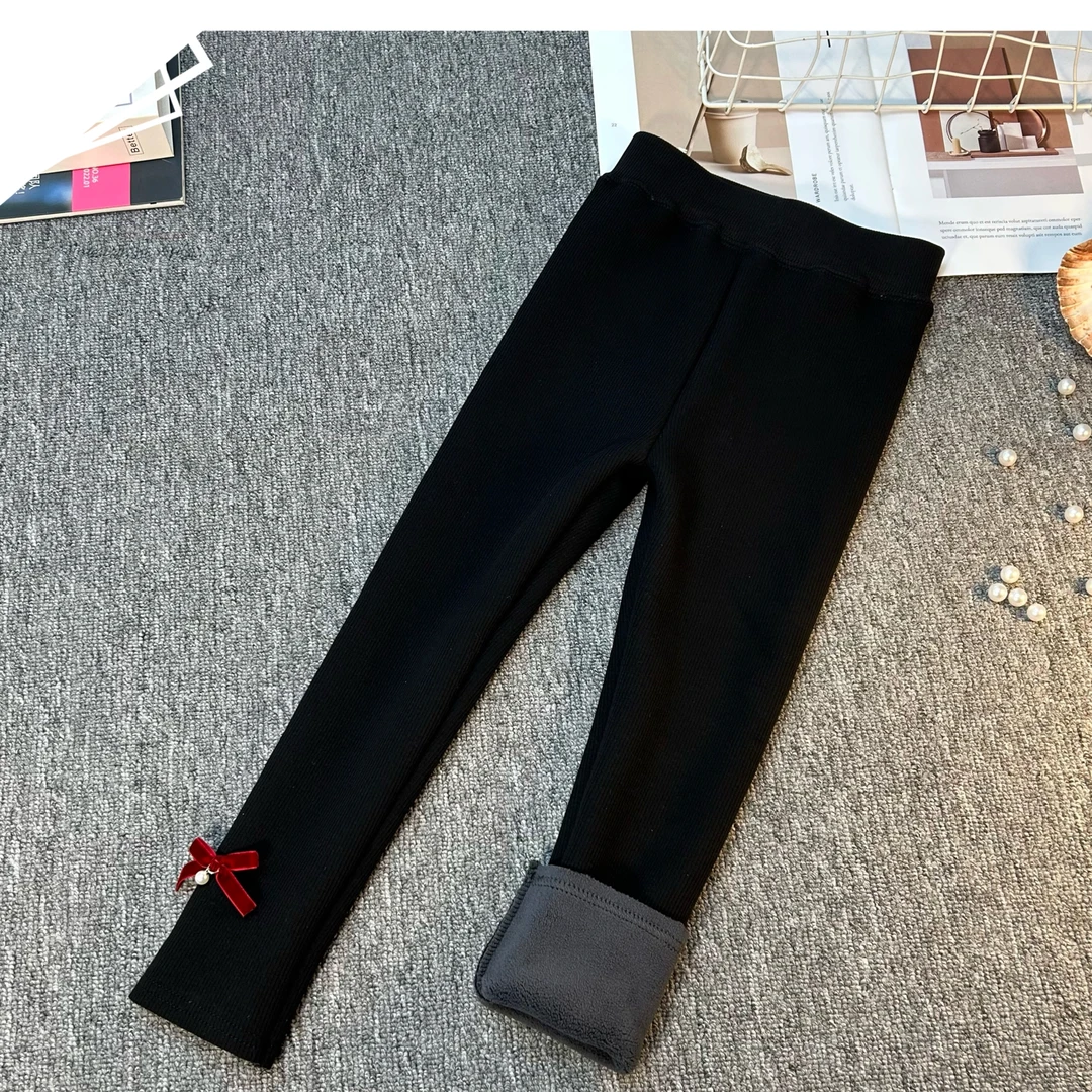 儿童黑色打底裤厚绒保暖加绒加厚百搭气质时髦女童打底裤洋气