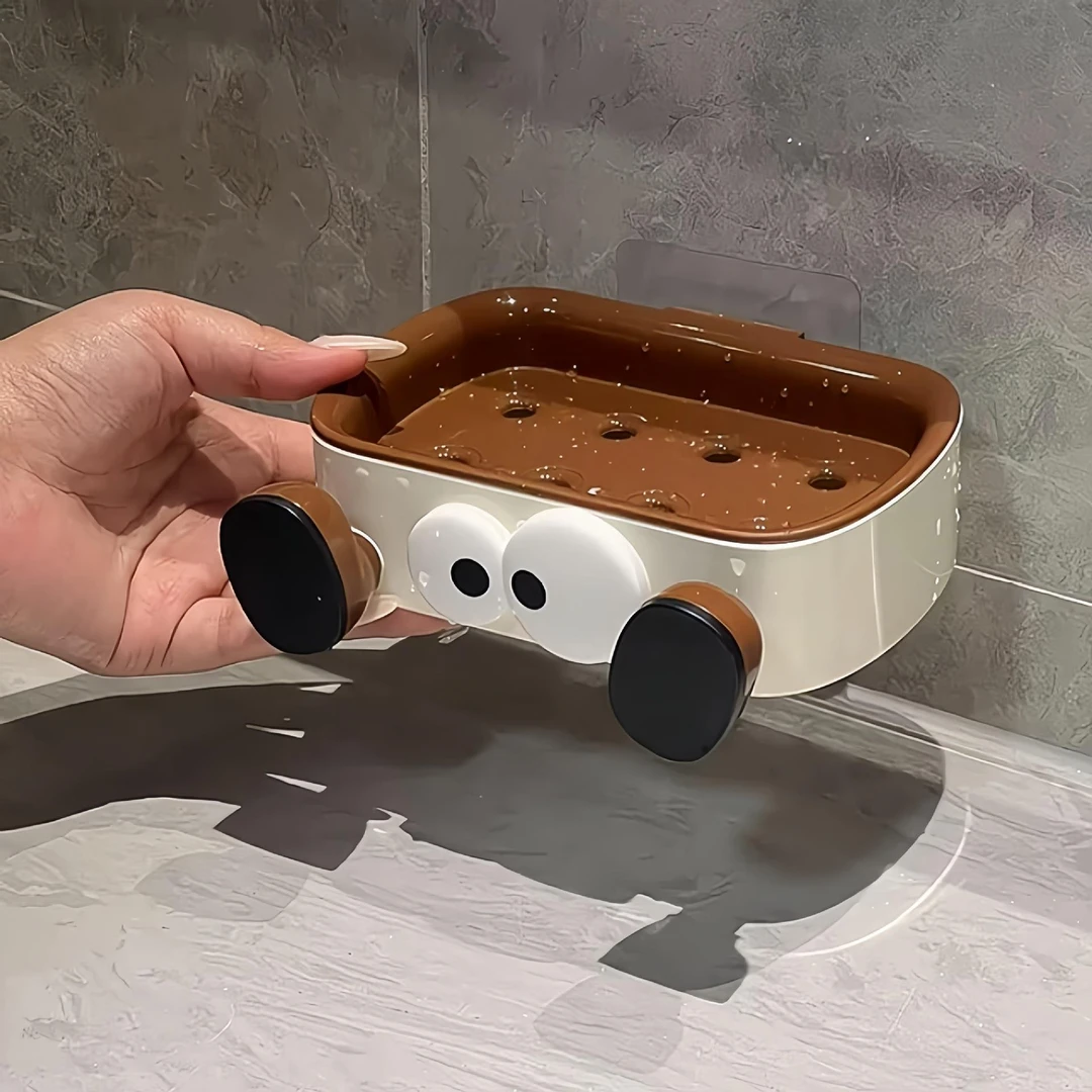 肥皂盒壁挂式沥水家用免打孔可爱洗漱台香皂盒多功能卫生间置物架