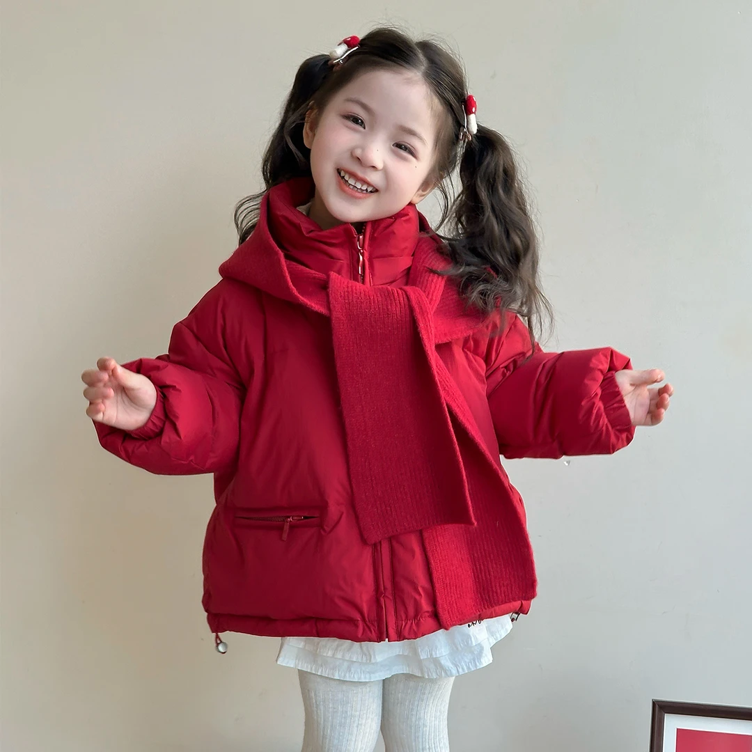 女童棉服冬季2025新款洋气儿童加厚冬装女宝宝棉衣外套喜庆拜年服