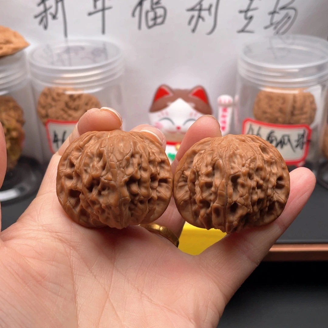 文玩核桃把件不****财磨盘