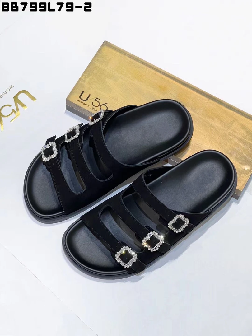 休闲中跟(3-5cm)时尚露趾一字拖厚底软底外穿7168-104