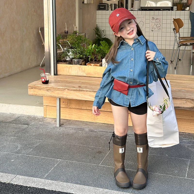 儿童牛仔衬衫2025秋季新品男女童洋气刺绣休闲夹克外套潮春秋