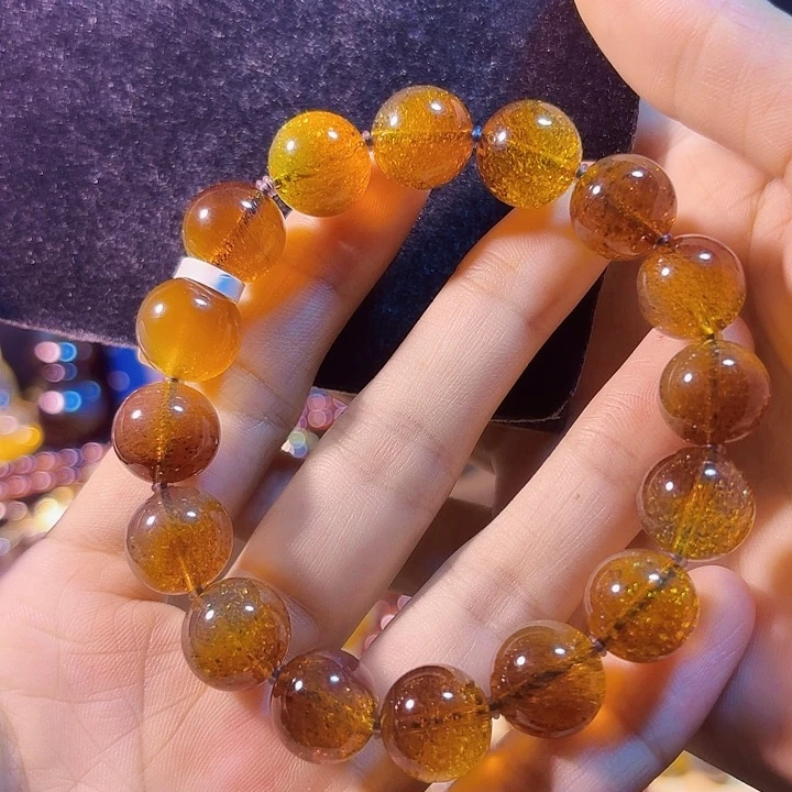 未镶嵌蓝珀珠宝奇石墨西哥红蓝金沙手串12