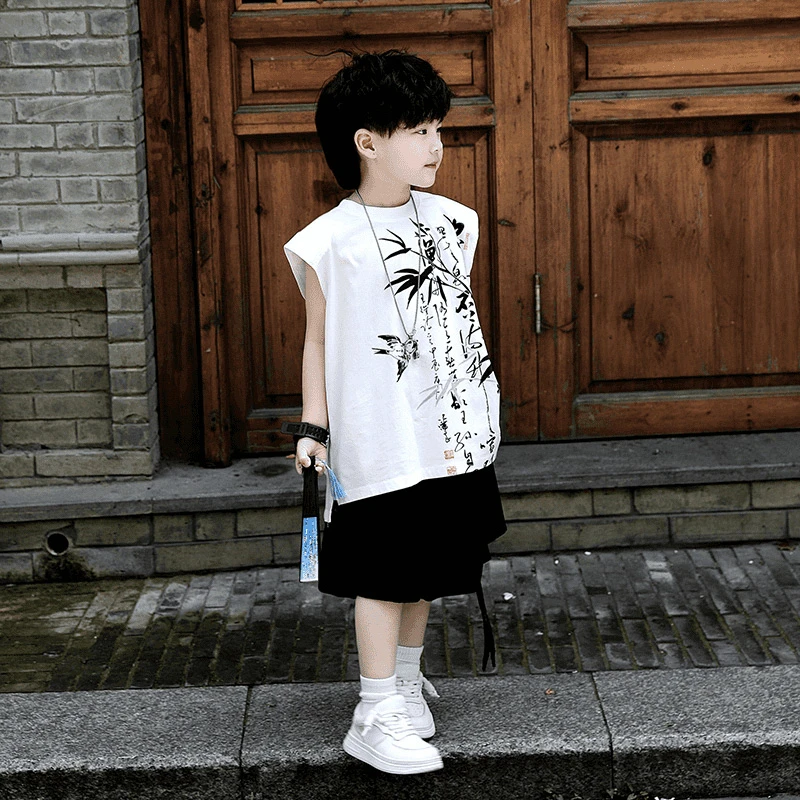 汉服男童国风夏装背心套装2025新款儿童无袖夏季薄款宝宝古风衣服