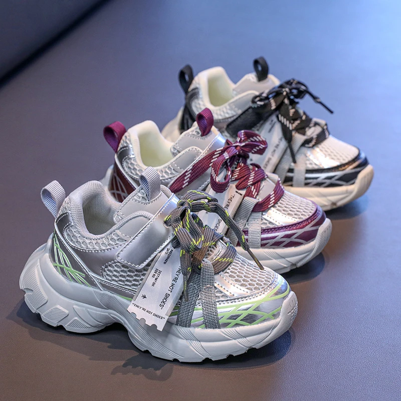 帅气老爹鞋2025年春夏季新款男童网面跑步鞋女童中大童休闲鞋