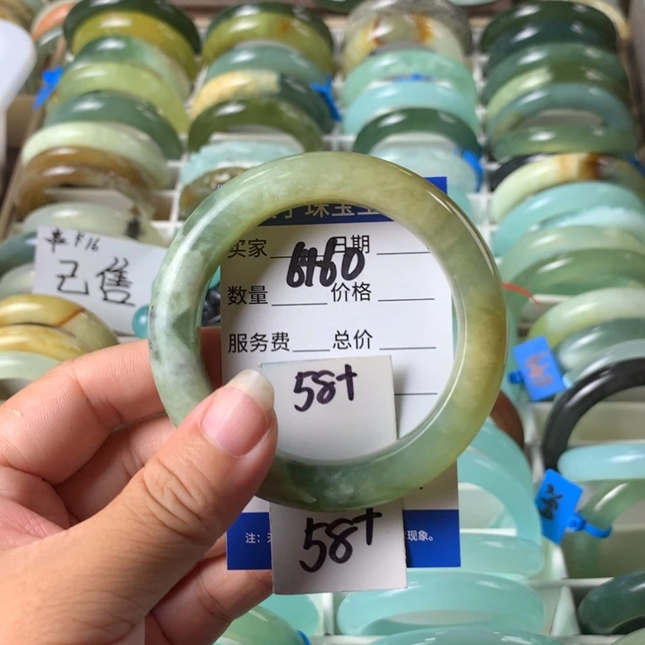 未镶嵌蛇纹石玉手镯6460