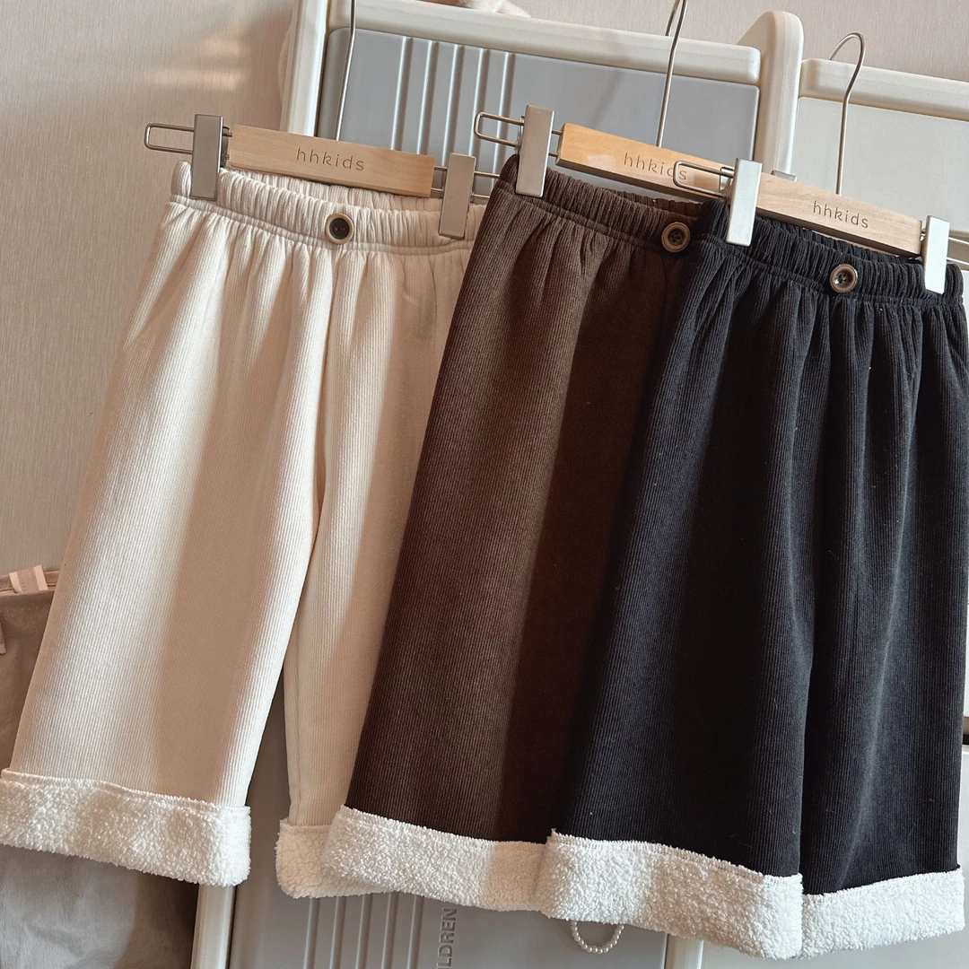 HHkids女童灯芯绒加厚保暖休闲裤2024秋冬时髦百搭新款EKZ562