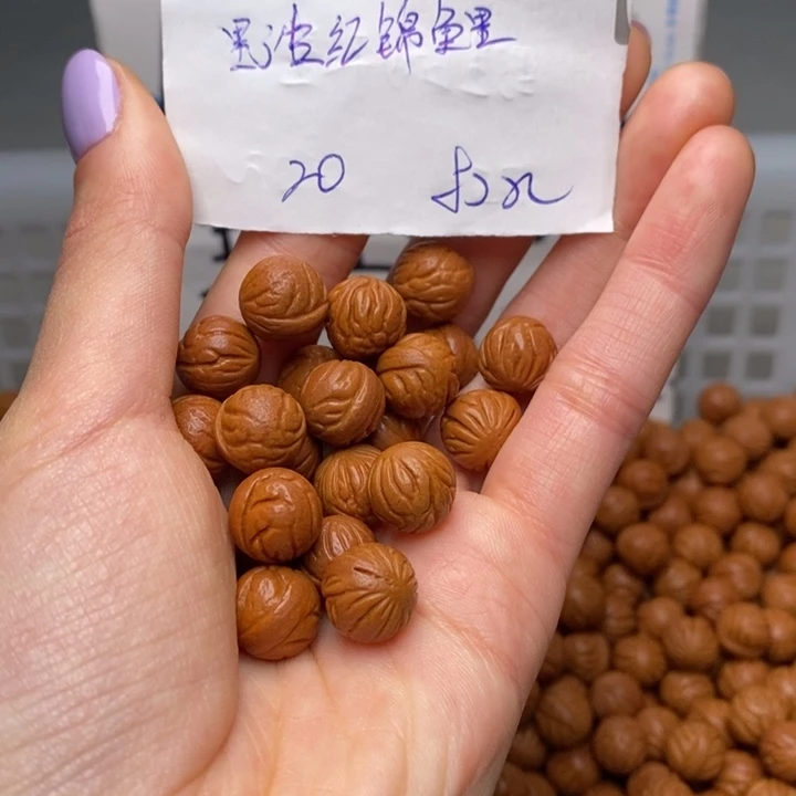 桃核手串11mm左右野生红锦鲤20颗（打孔）