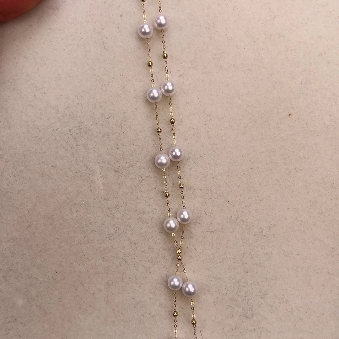 淡水珍珠颈饰18K金镶嵌