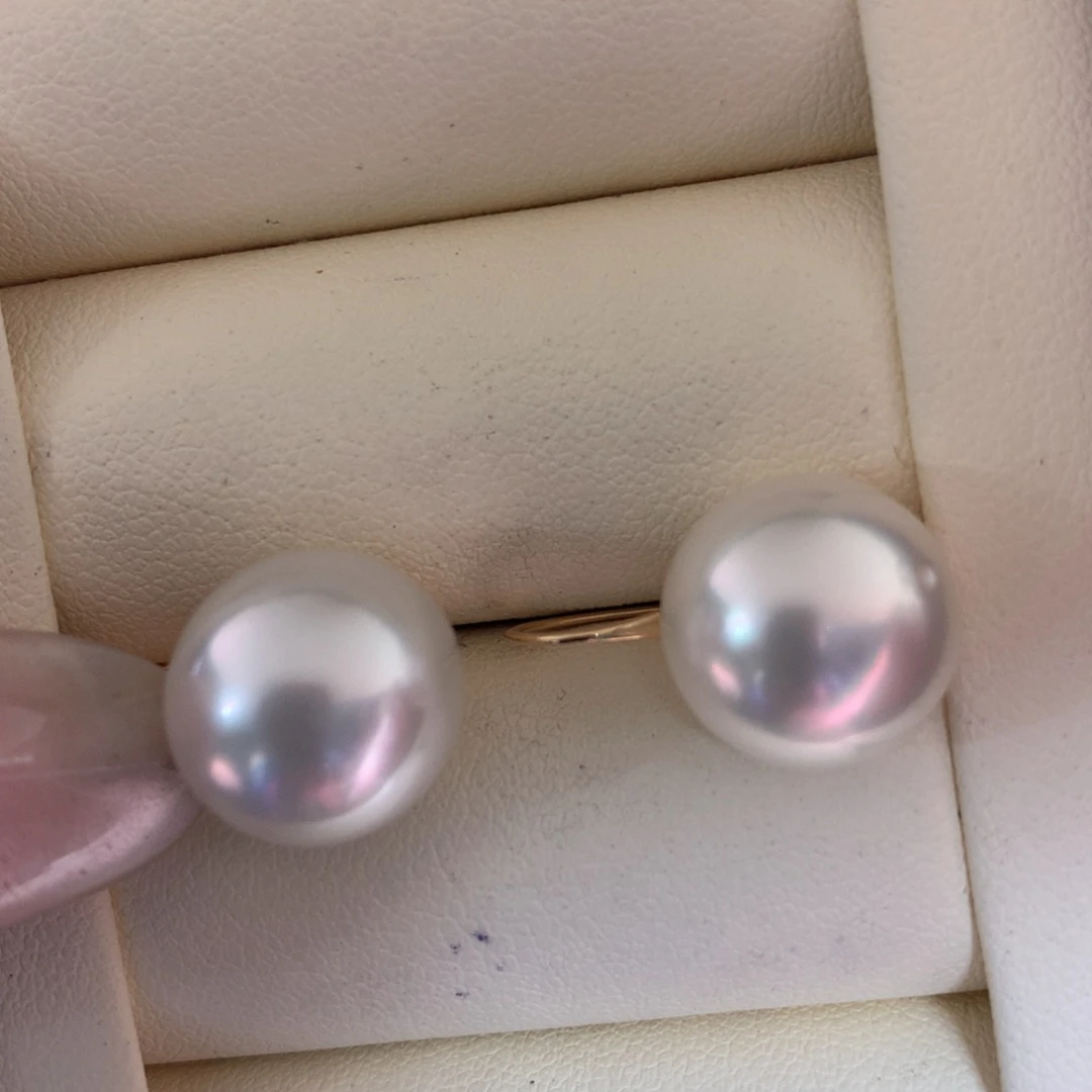 18K金镶嵌耳饰海水珍珠