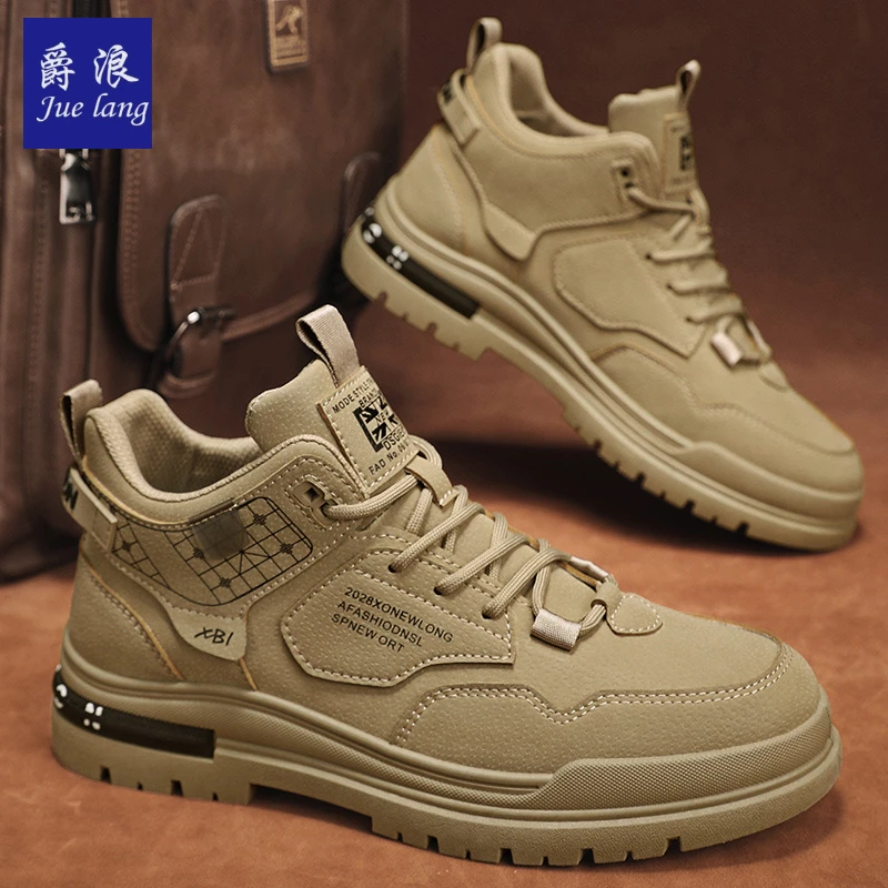 爵浪春季新款高帮马丁靴男百搭运动休闲鞋户外登山鞋子男士工装鞋