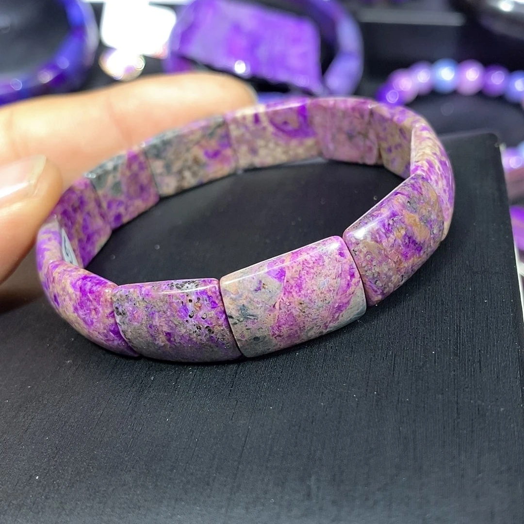 苏纪石（舒俱来）未镶嵌南非舒俱来樱花紫油画镯排