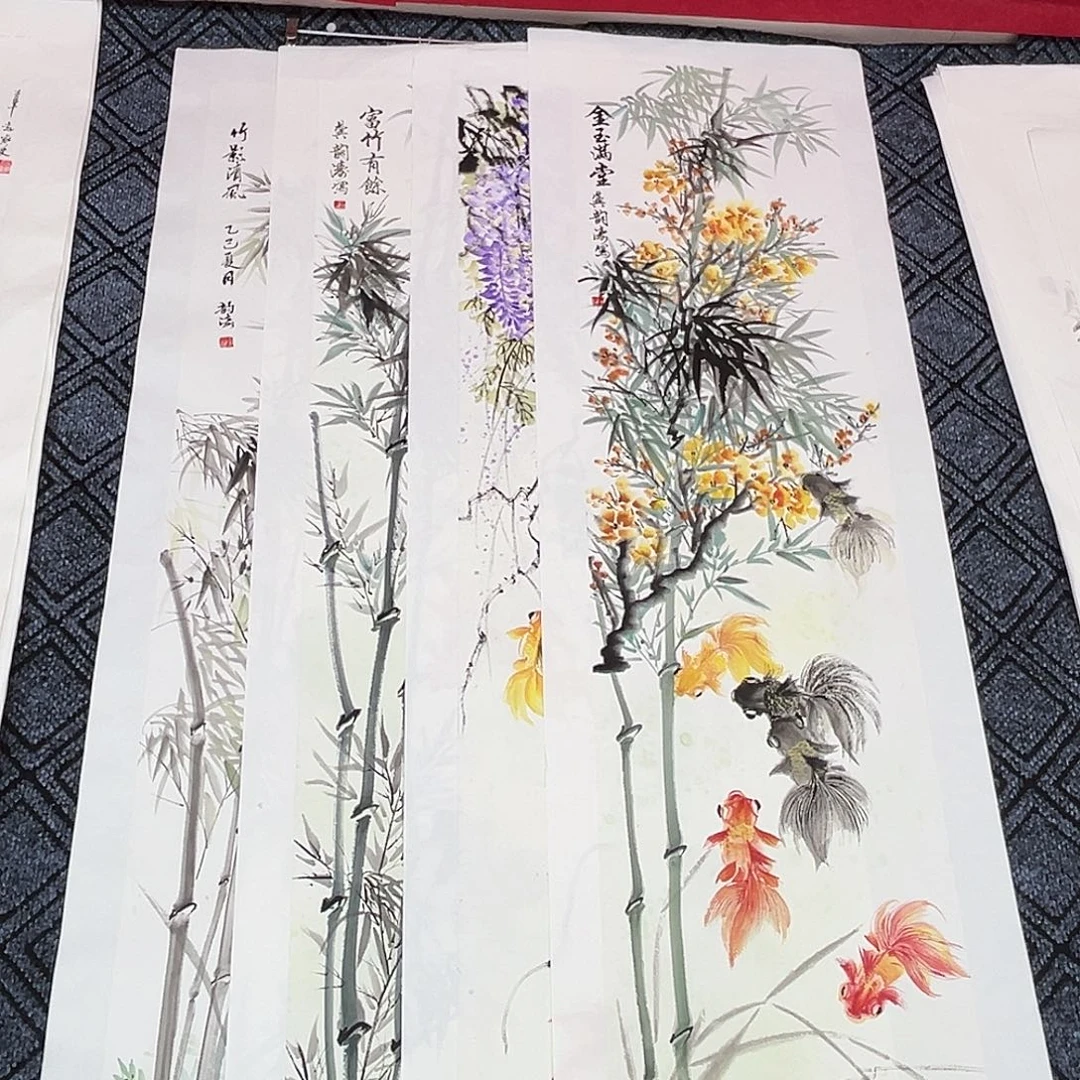 新***藏国画龚韵涛老师四尺对开花鸟作品旭4