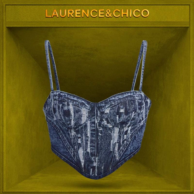 LC手工磨毛水洗牛仔胸衣D5AC10111001