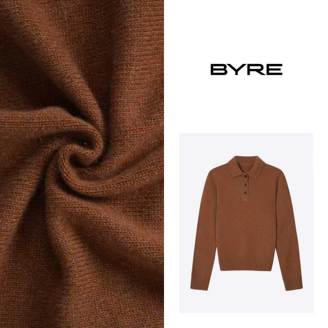 YS339 棕色翻领羊绒衫【干洗】