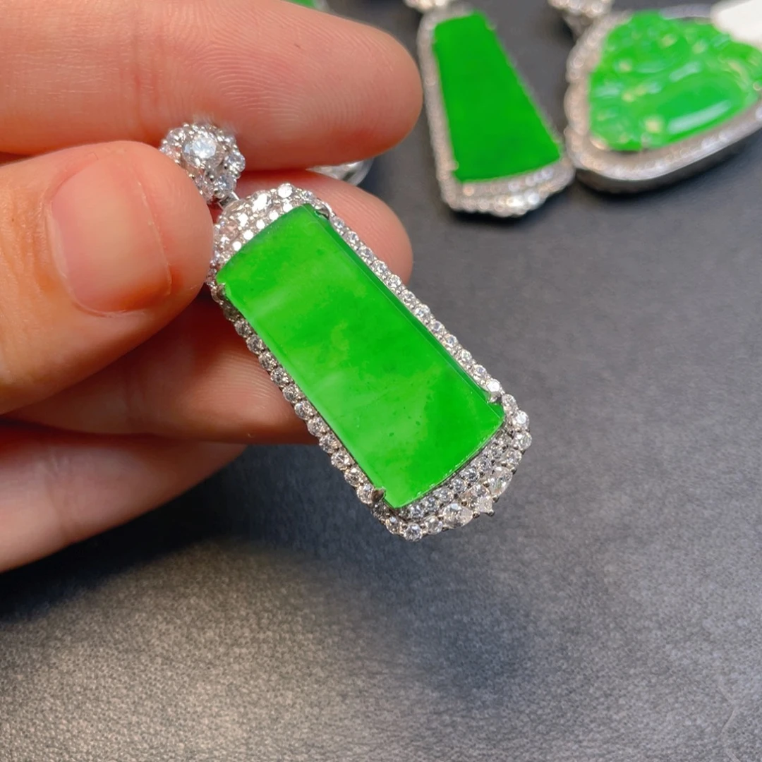 翡翠银S925镶嵌吊坠(不含链)