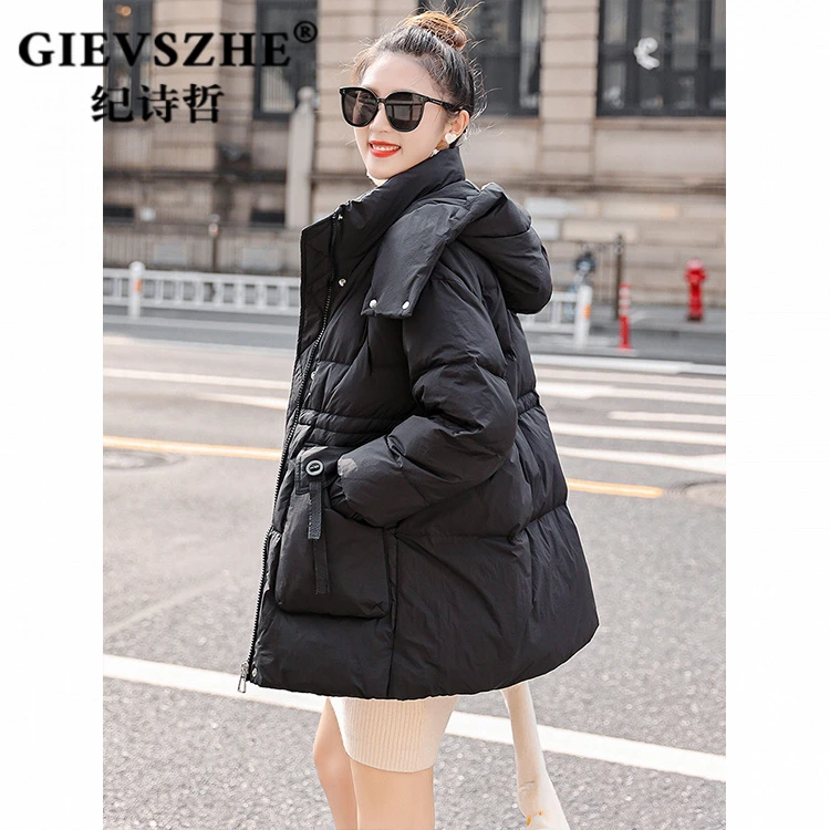 纪诗哲2025冬季新款羽绒服女中长款韩版宽松时尚90白鸭绒外套轻奢