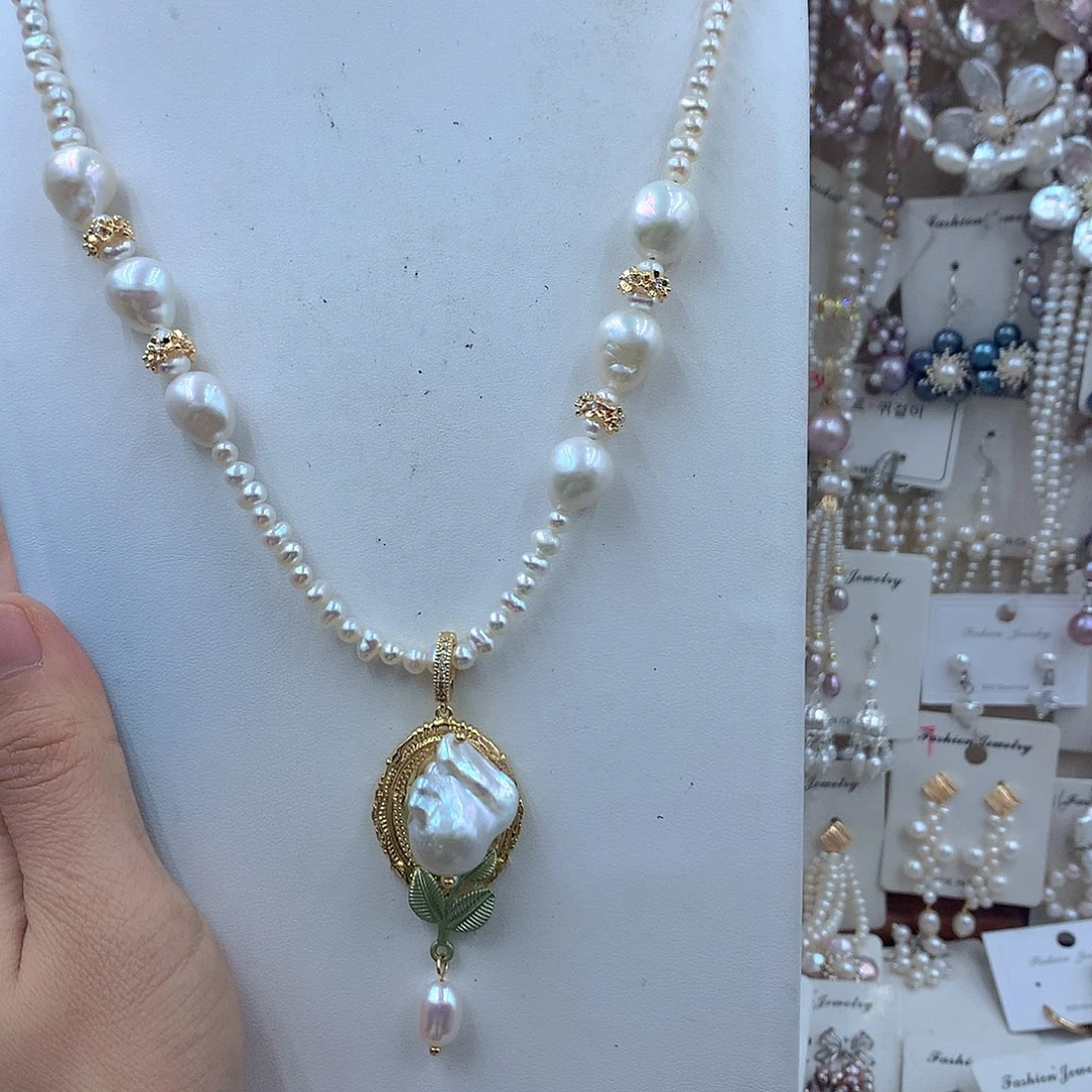 ****）项链耳饰淡水珍珠银S925镶嵌