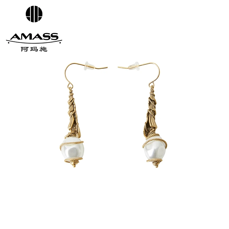 AMASS/阿玛施 铜合金玻璃耳饰 气质金属环绕镀金铜耳环耳饰590040