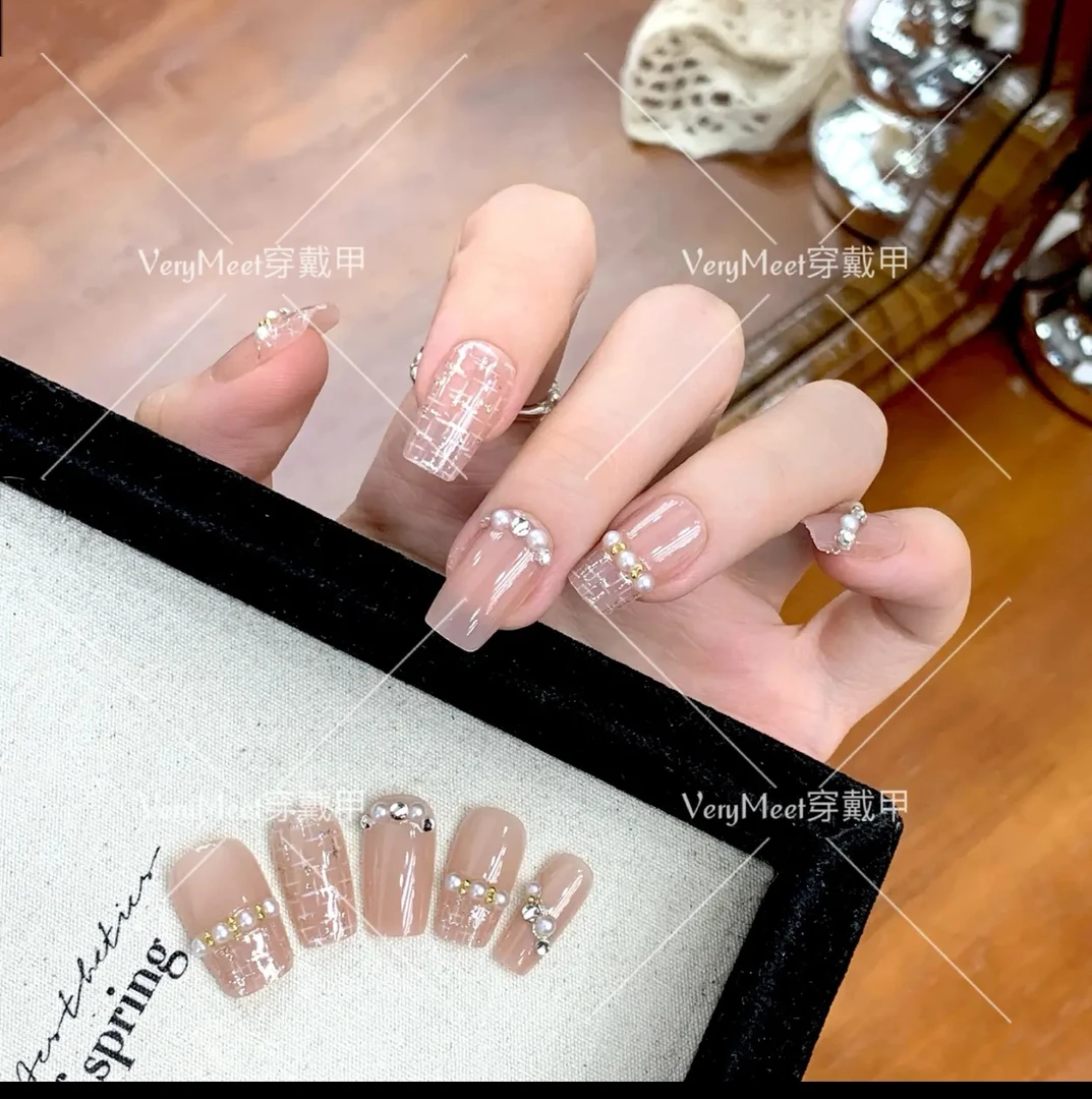 高级轻奢显白春夏手工小香风穿戴甲