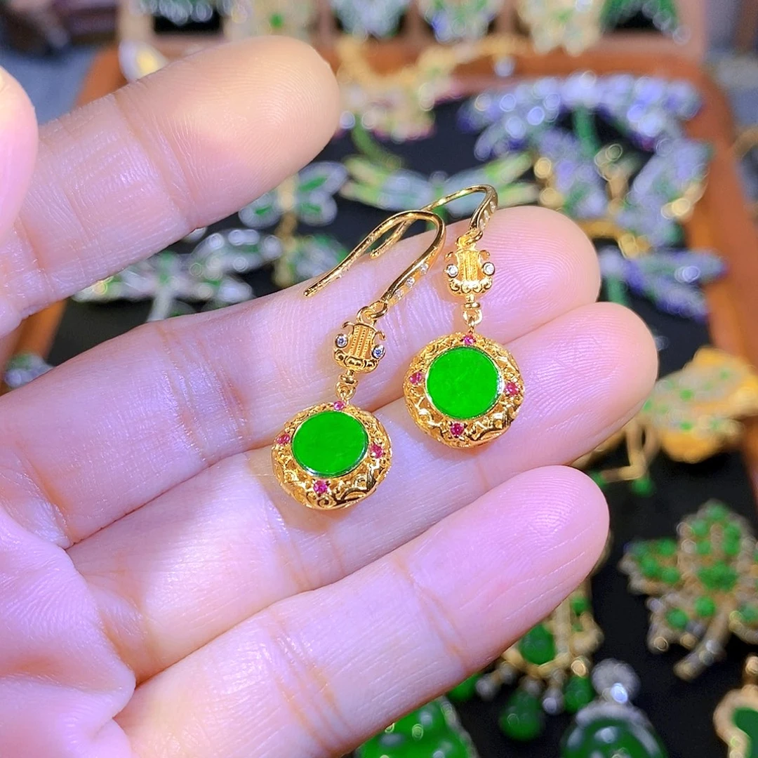 吊坠(不含链)银S925镶嵌翡翠