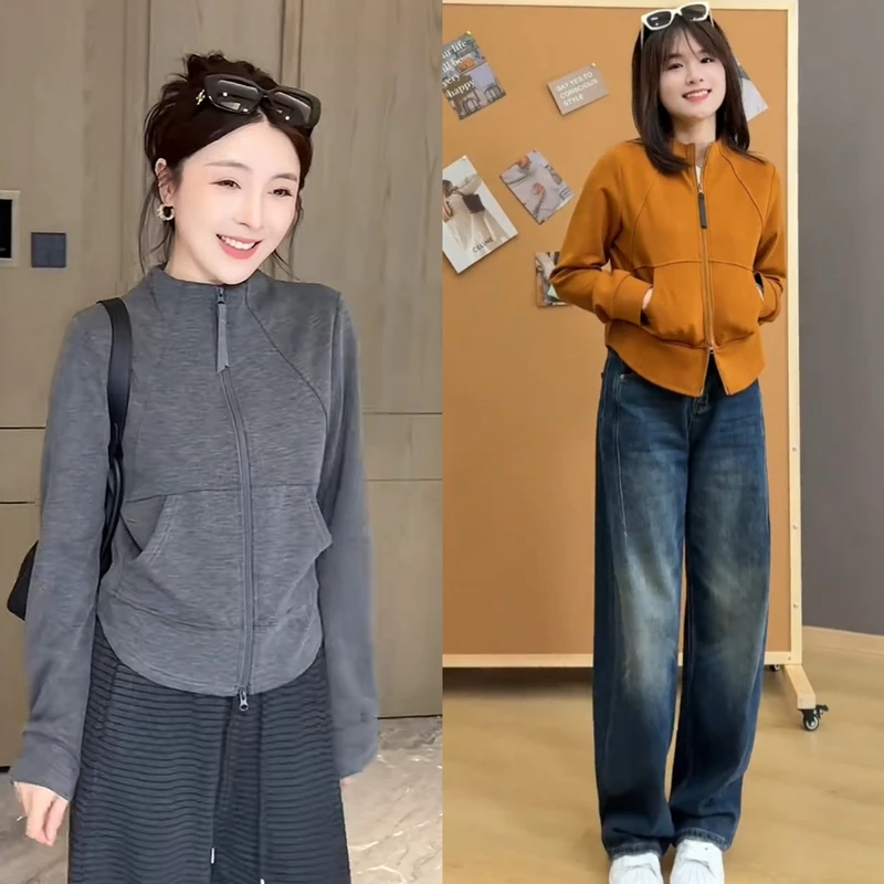 2025秋冬爆款韩系时尚立领卫衣外套女装小个子休闲显瘦慵懒风上衣