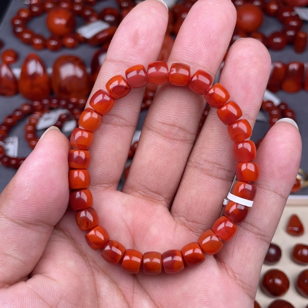 南红玛瑙未镶嵌瓦西南红直切手串7mm+
