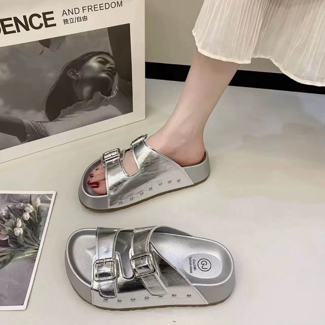 2357厚底女新款夏季爆款法式高级感复古勃肯凉拖