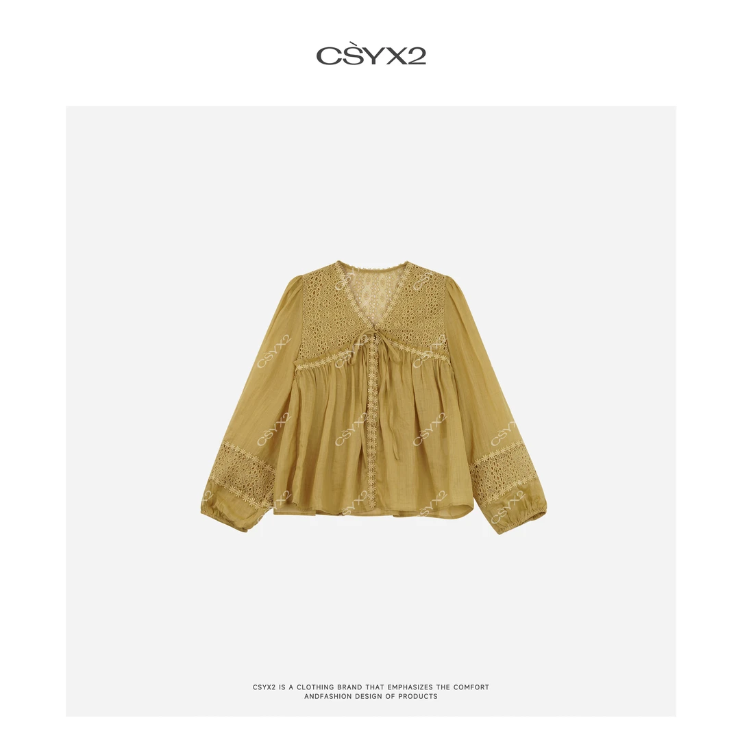 CsyX2-2025S/S 夏季新款洋气“芒果衬衣”绣花泡泡袖衬衣CA5CX009